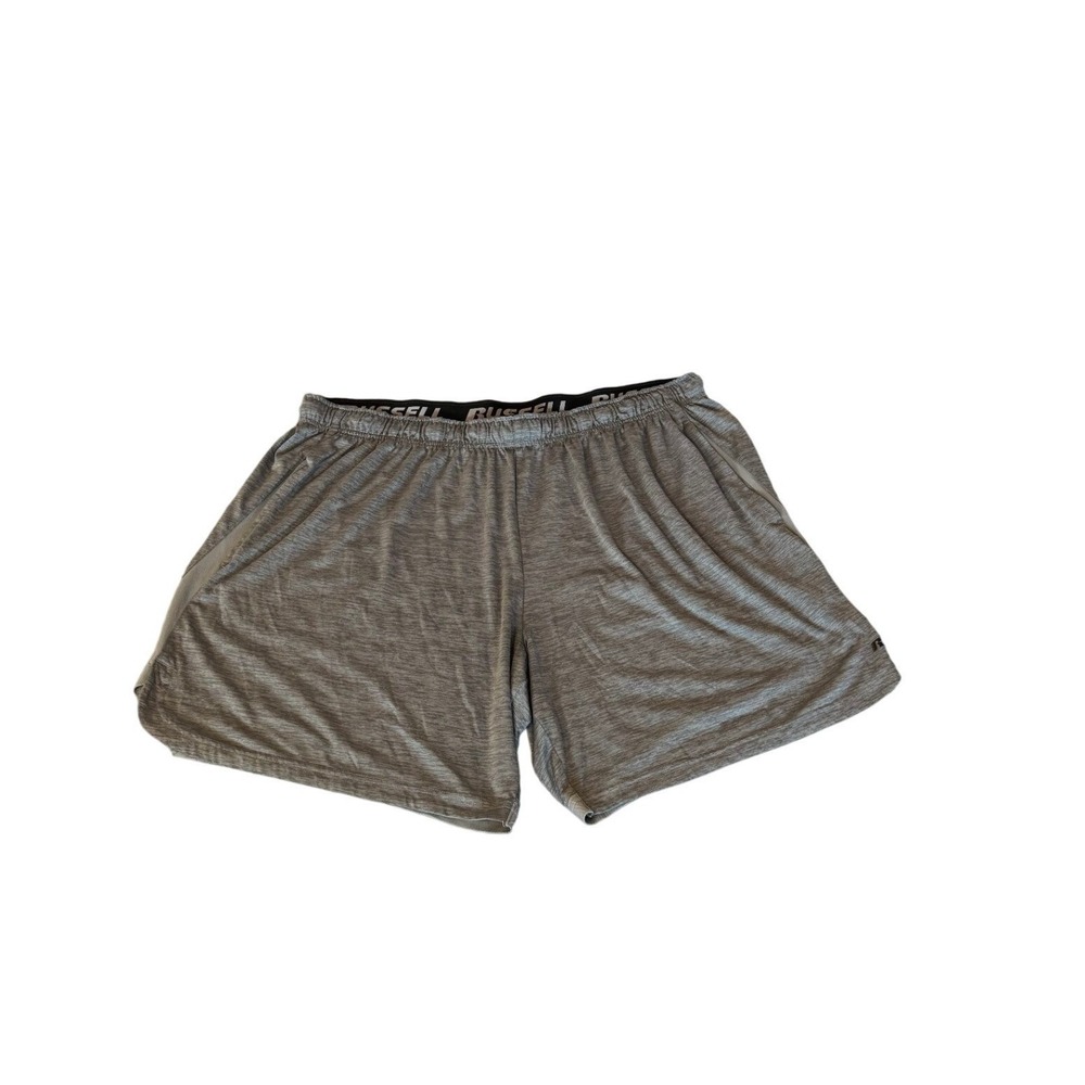 Russell Athletic Mens Gray Space Dye Training Shorts Elastic Waist Pockets 3XL